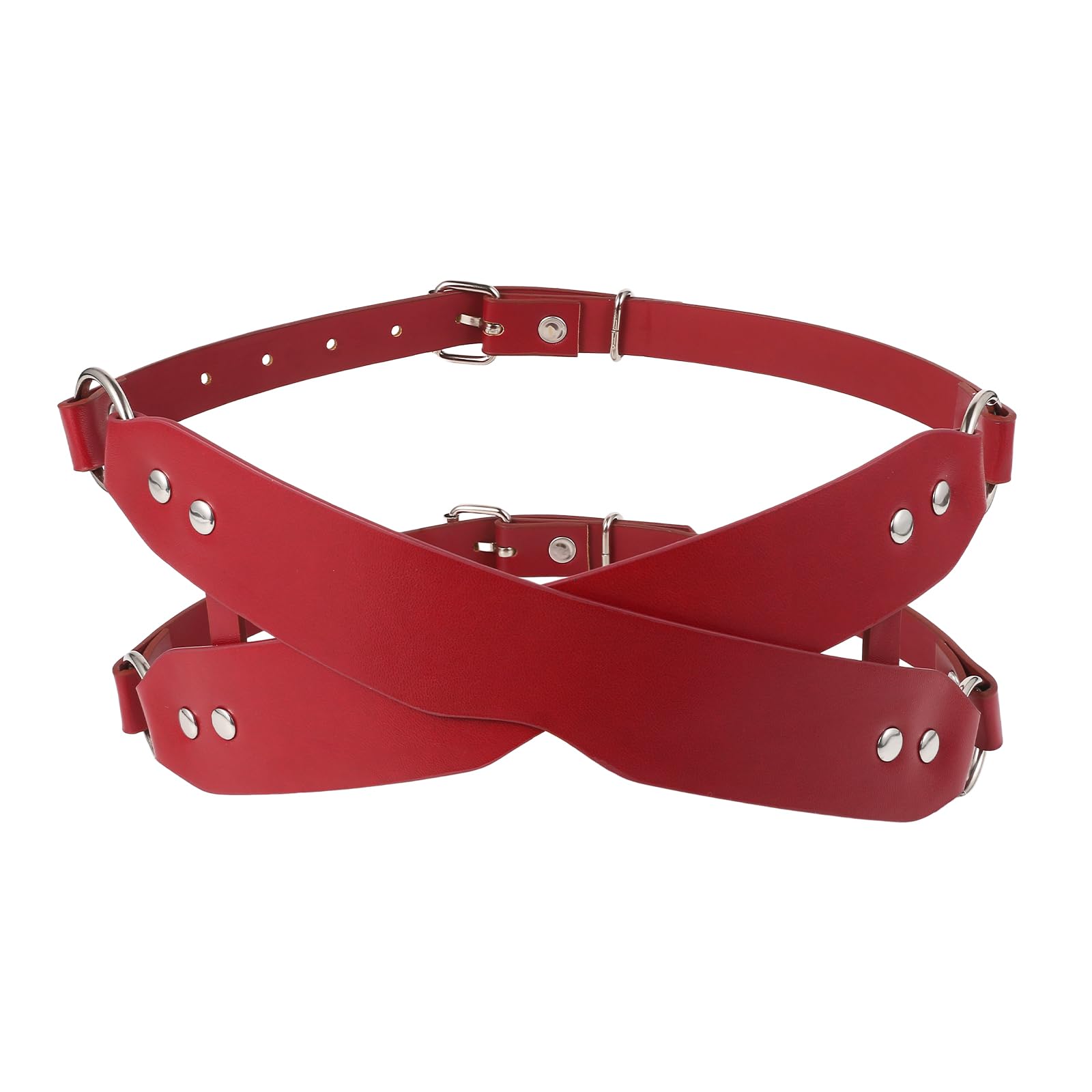 Oidea Women Leather Masquerade Mask: Red Eye Covers Mask Adjustable Fun Party Masks Halloween Cosplay Costume Accessory