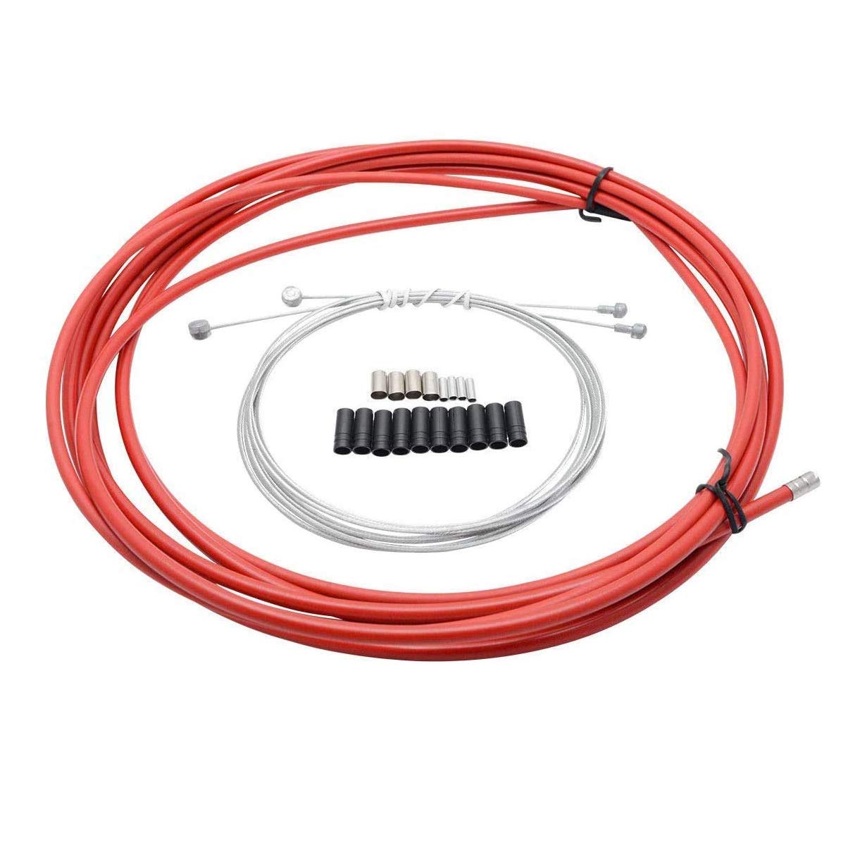 SUNWAN Bike Complete Brake Inner Cable Set, Red, 4.4mm Copper, 1pc, Physical Items,Mountain Bike and Road Bike Brake Cable Set, Gear Cable Pipe, core Brake Cable, Speed regulating Cable kit—red