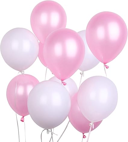 Amazon Com Partywoo Pink And White Balloons 100 Pcs 12 Inch Light
