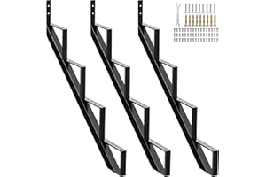 Zwinz Steel Stair Riser 4 Step, Metal Stair Stringers for Deck Height 34.6 inches, Steel Stair Step Riser for Outside Stairs 3 Pack