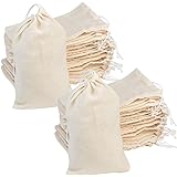 Tayfremn 100Pcs Cotton Drawstring Bags, Reusable Muslin Bag Natural Cotton Bags with Drawstring Produce Bags Bulk Gift Bag Je