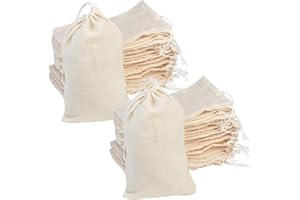 Tayfremn 100Pcs Cotton Drawstring Bags, Reusable Muslin Bag Natural Cotton Bags with Drawstring Produce Bags Bulk Gift Bag Je
