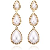 GREICHFAN Pearl Dangle Earrings for Women Trendy Dainty Teardrop Earrings Lightweight Wedding Earrings Jewelry