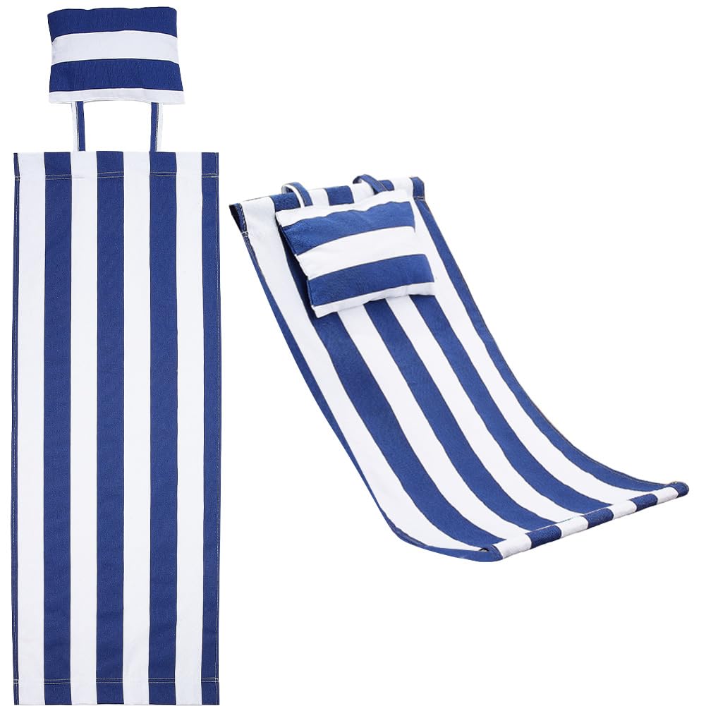 GORGECRAFT Beach Sling Chair Replacement Canvas Blue and White Stripes Casual Simple Deck Lounge Chair Replacement Fabric Cloth for Patio Chairs Sunbathing Garden Courtyard Beach(44.5x16.5inch)