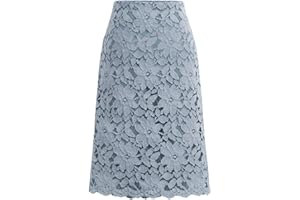 ebossy Women's Elegant Floral Lace Knee Length Pencil Skirt