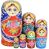 Leegoal New Set of 7pc Nesting Dolls Authentic Russian Wooden Matryoshka Birthday Gifts