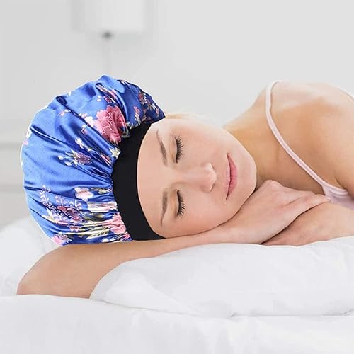 Pack Soft Satin Sleeping Cap Wide Band Salon Bonnet Silk Night