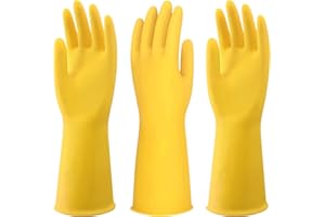 Rubber Gloves, 3 Pairs Cleaning Reusable Dishwashing Gloves, Waterproof Household Dishwashing Gloves for Kitchen, XL