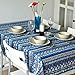Bringsine Cotton Linen Lace Bohemian Boho Style Rectangle Tablecloth Dinner Picnic Table Cloth Home Decoration （Rectangle/Oblong, 55 x 71 Inch）