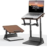 SAIJI Laptop Stand for Desk, Stable Standing Laptop Riser with Foldable Mouse Pad, Standing Computer Stand with 4 Adjustable Height Up to 20.47", Tall Stand Fit All Laptops Under 17.3"