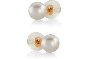 THE PEARL SOURCE White Japanese Akoya Real Pearl Earrings for Women - 14k Gold Stud Pearl Earrings | Hypoallergenic Earrings with Genuine Cultured Pearls