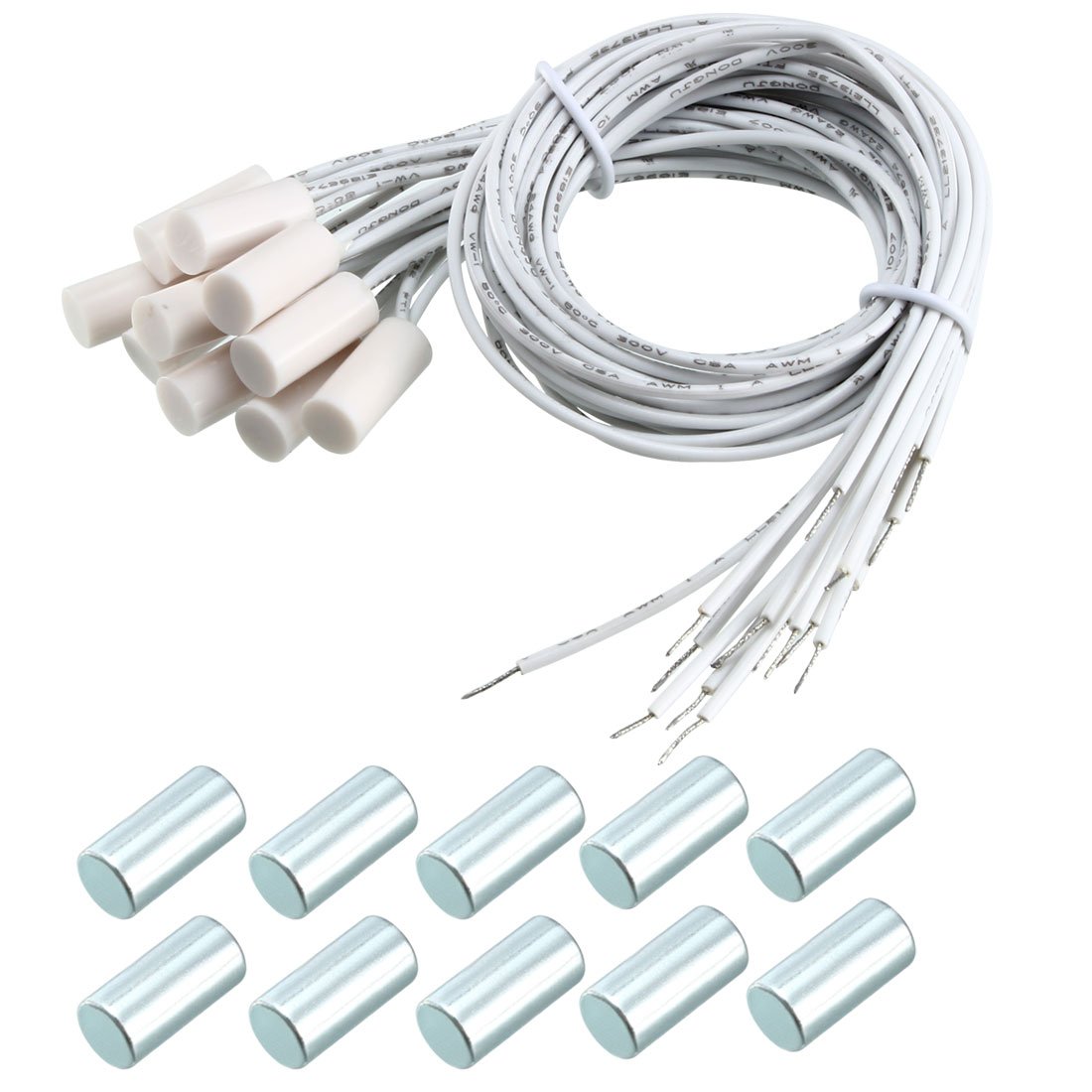 Sourcingmap N.C. Recessed Wired Window Door Contact Sensor Alarm Magnetic Reed Switch White HC34A 10pcs
