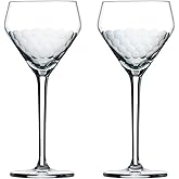 Amehla x The Educated Barfly Collection Coupe Glass Handblown Teardrop Nick and Nora Cocktail Glass - 6-ounce, Set of 2 Martini Glasses for Up Cocktails (Hand-Etched Honeycomb)