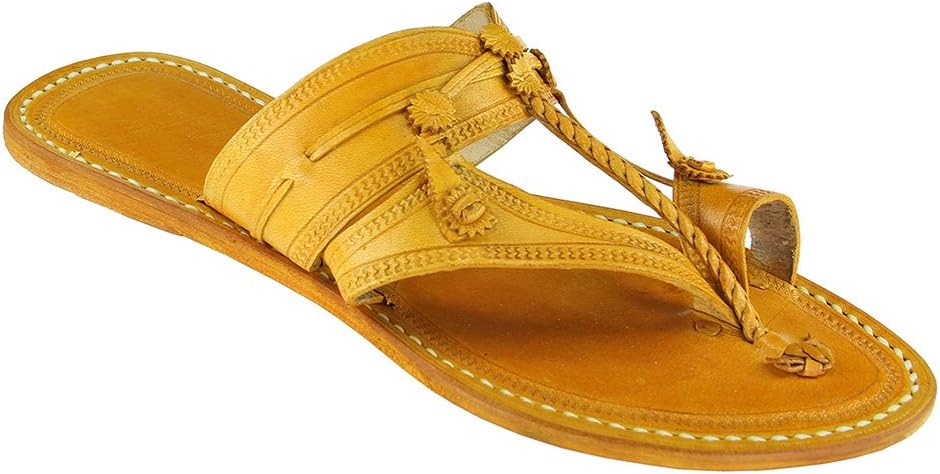 Typical Kolhapuri Design Men Chappal Yellow