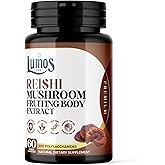 Lumos Life Reishi Mushroom Supplement Capsules - Organic - Made in USA - Fruiting Bodies Extract - 1000 mg, 30% Polysaccharides - Immune Support & Stress Relief - As Reishi Powder - 60 Capsules