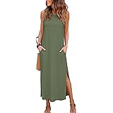 RUMIA Women's Maxi Dresses Casual Summer Elegant Side Slit Dress with Pockets (S-XXL)