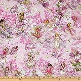 Michael Miller Petal Flower Fairies Allover Fairies Pink Fabric By The Yard