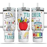 Pawningful Teacher Life Tumbler 40 oz Stainless Steel Tumbler with Handle Lid Straw, Coffee Teachers Appreciation Gift Tumblers for Men Women on Back to School, Preschool Elementary