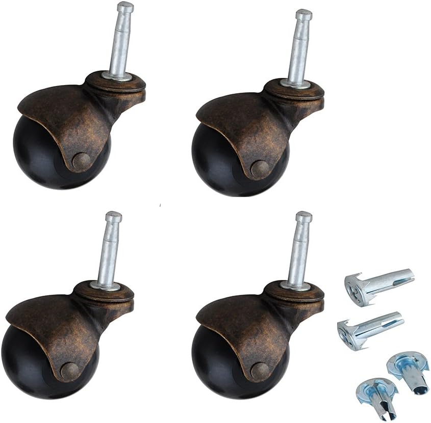 Podoy Antique Casters Set of 4 Rolling Vintage Brass Ball Wheels 2