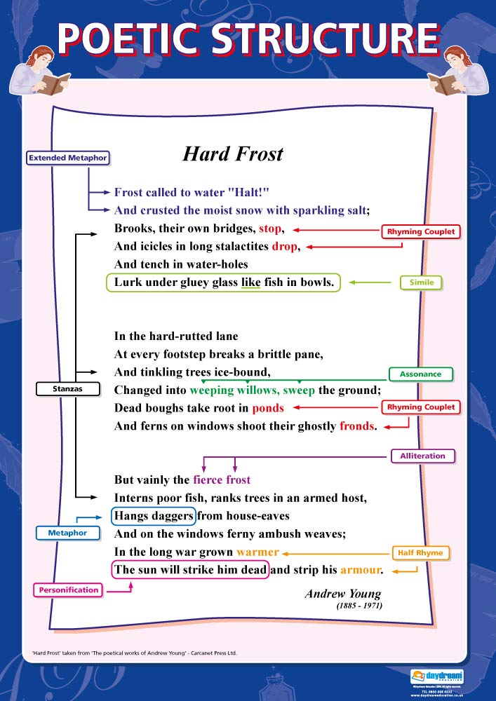 Daydream Education Poetic Structure | English Literature Posters | Gloss Paper measuring 850mm x 594mm (A1) | English Lit Classroom Posters | Education Charts