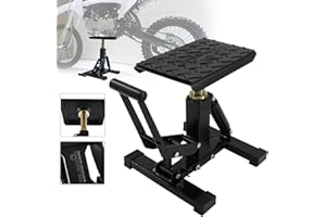 POLARBEAR Dirt Bike Stand Adjustable Jack Stand 1200Lbs Capacity Engine Stand Vertical Rise Easy Operated with DIY Stickers Lightweight(Black)