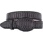 El Presidente Mens Gray Snake Python Print Leather Cowboy Belt Rodeo Buckle