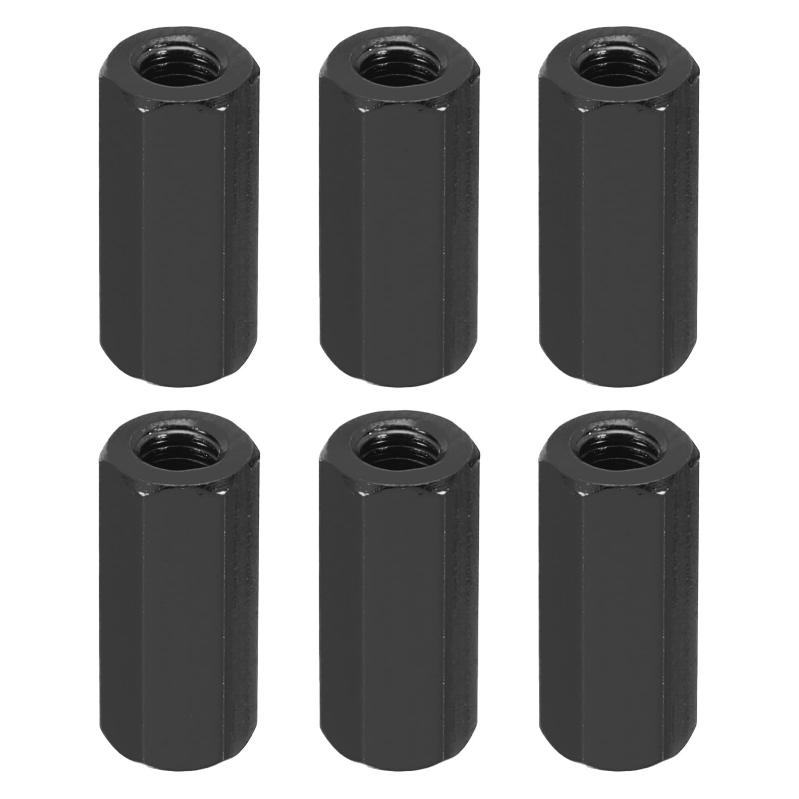 PATIKIL M3 Hex Nuts, 6pcs M3 Threaded Spacers Aluminum 12mm L Female Metal Spacer Screw Standoff for M3 Screw Bolts RC Car Drones Stacks Motherboard, Black