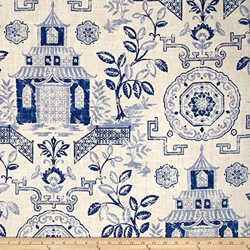Richloom Fabrics Teahouse Linen Fabric by The Yard Bluestone