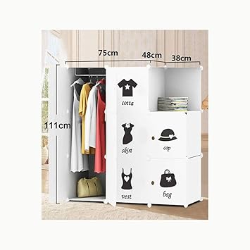 Vivocfan Wasserdicht Tragbare Toiletten Regale Kleiderschrank Kleidung Veranstalter Wurfel Lagerung Platz Sparen Mit Turen Modulare Schrank Fur Schlafzimmer G H129xw75xd86cm 51x30x34inch Amazon De Kuche Haushalt