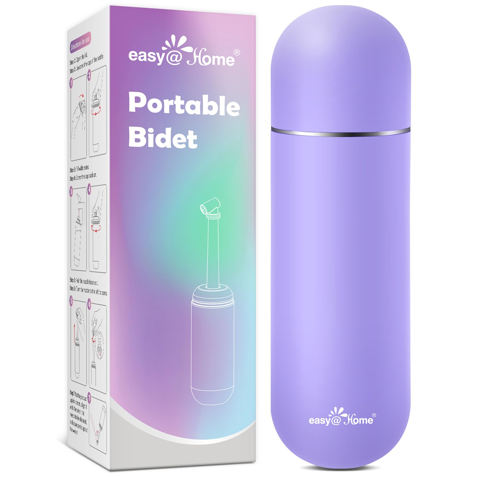 Easy@Home Portable Peri Bottle for Postpartum & Perineal Care: Handheld Bidet Perfect for Personal Hygiene Cleaning & Travel Friendly | 380ml Leakproof & Convenient Design | BPA-Free | EPB-01 Purple