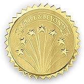 PaperDirect Above and Beyond Embossed Gold Foil Certificate Seals, 2 Inch, Self Adhesive, 102 Count, Embossed Seals For Certificates, Achievement And Award Stickers For School, Work, Diploma