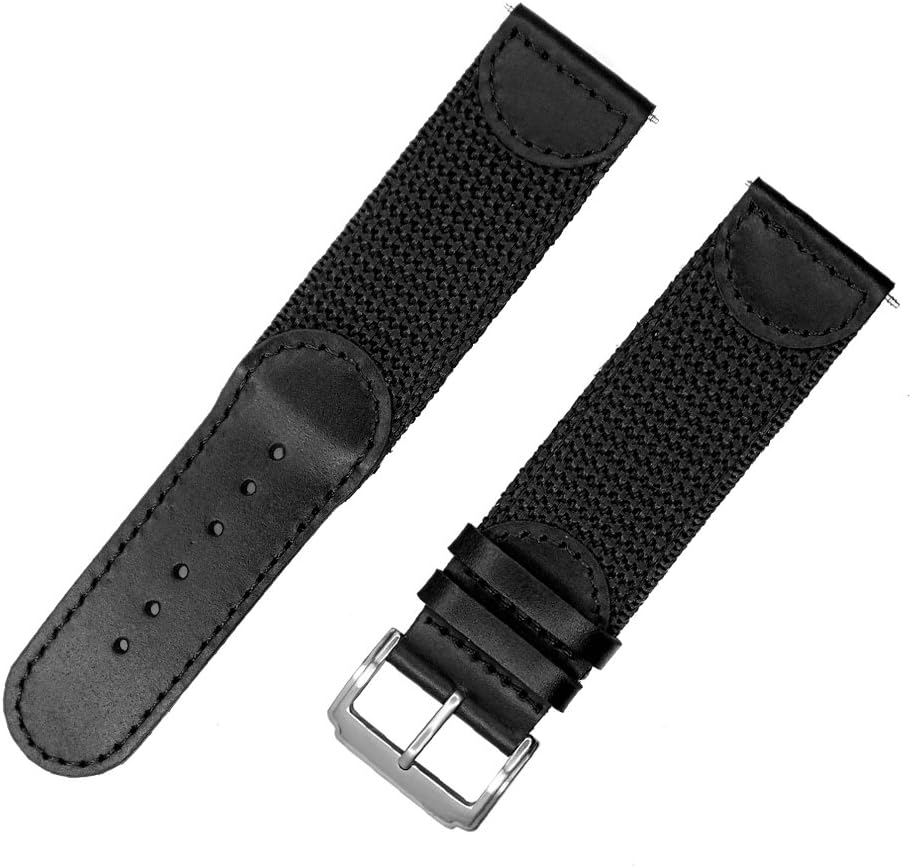 Men's Calfskin Leather and Nylon NATO Watch Strap Swiss-Army Style Watch Band …