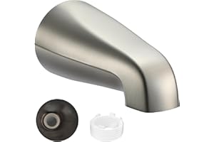 COOLFELL Universal Bath Tub Spout with Adapter, Bathtub Faucet Spout Without Diverter, 5" Length Bathtub Spout for 1/2'', 3/4'' IPS Inside Thread Connection and Tub/Shower Faucet (Brushed Nickel)