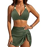 VIMPUNEC Womens High Wasited Bikini Sets Tummy Control Swimsuits Two Piece Swim Skirt