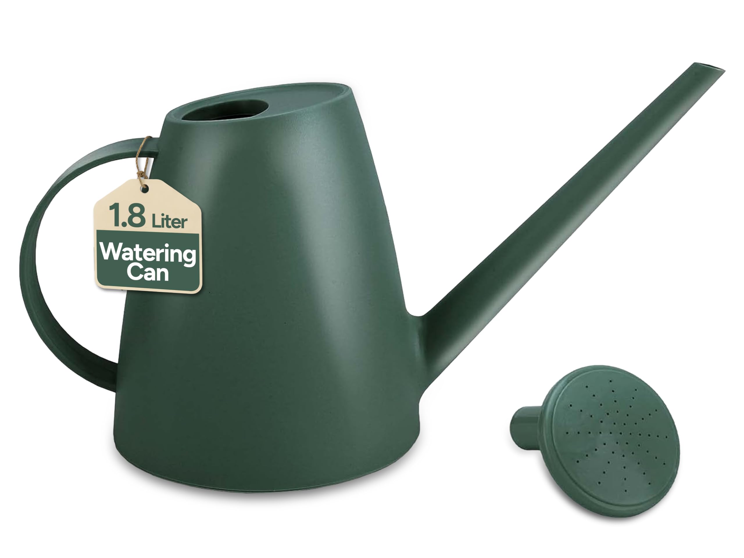 Zuvo Small Watering Can Indoor 1.8L with Long Spout — Mini Watering Can for House Plants, Seedlings & Herbs | Detachable Rose Head | Lightweight Indoor Plant Watering Can for Windowsill & Pots