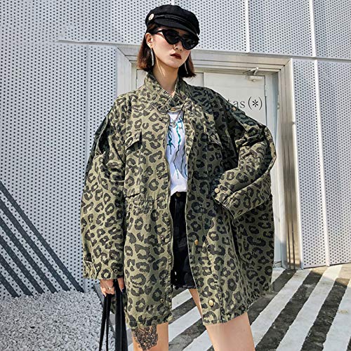 Green army leopard print jacket 