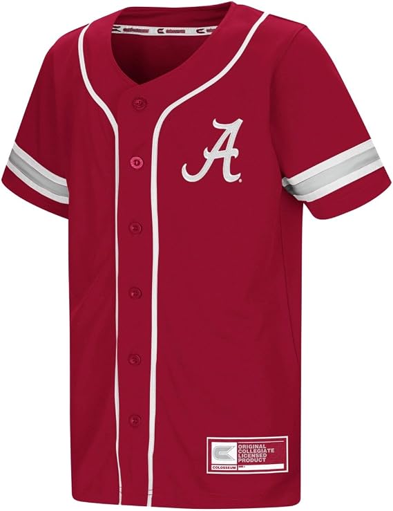red button up baseball jersey