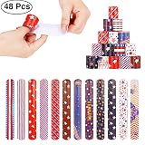 48pcs Slap Bracelets Party Favors 12 Different Designs with Patriotic USA Flag Stars Slap Bands