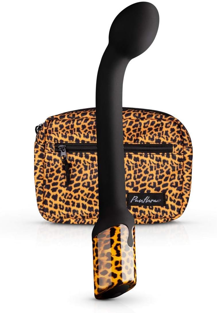Panthra G-Spot Vibrator Nila - G-Spot Stimulator for Woman - Curved Design and Flexible Material - G- Spot Massager incl. Matching Fanny Pack - Leopard Print Vibrator