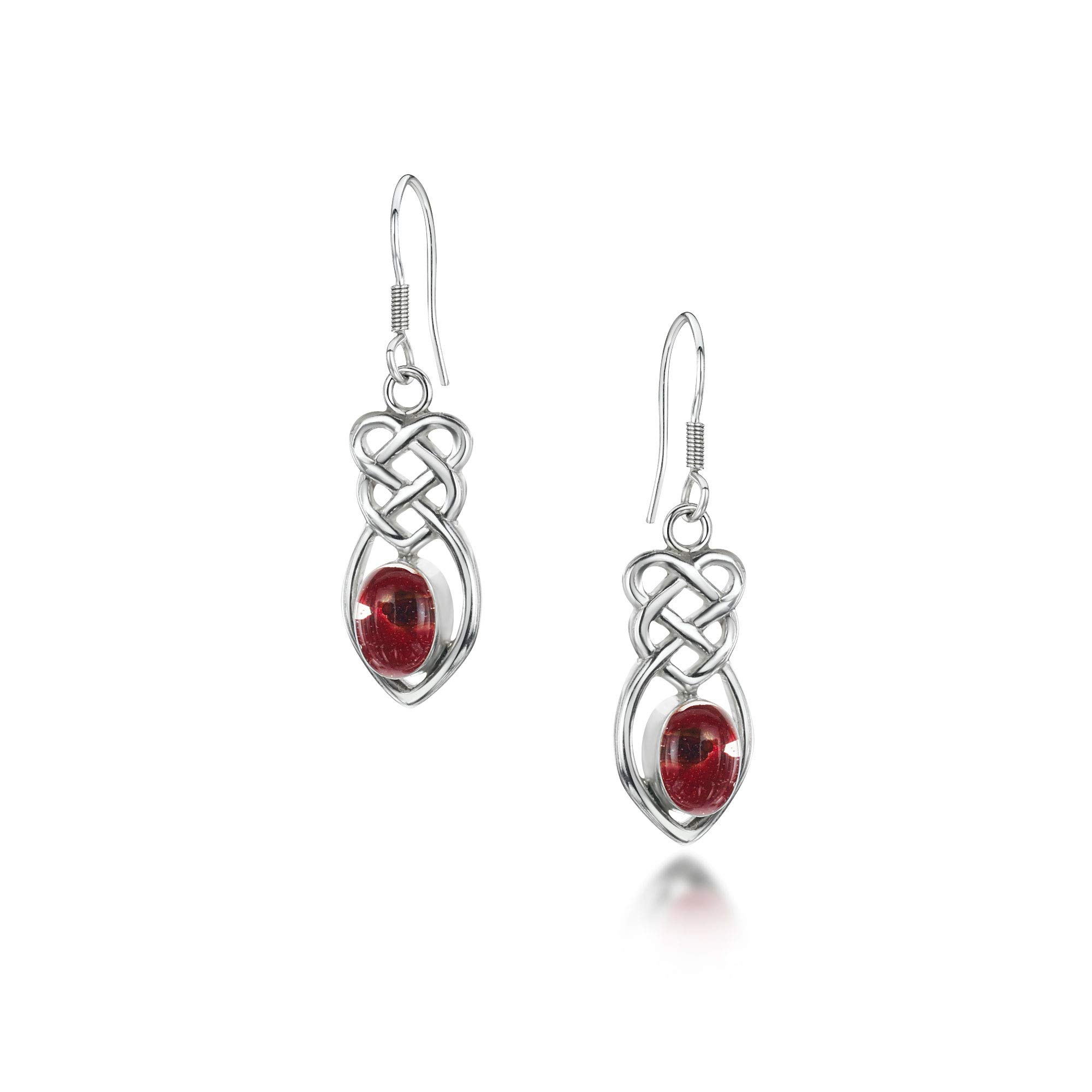 Shrieking Violet 925 Sterling Silver Celtic Knot Real Flower Drop Earrings - Poppy (Red)