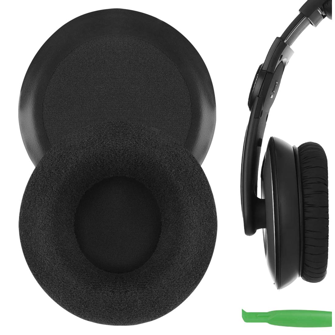 Geekria Comfort Velour Replacement Ear Pads for Sennheiser HD215, HD225 Headphones Ear Cushions, Repair Parts (Black)