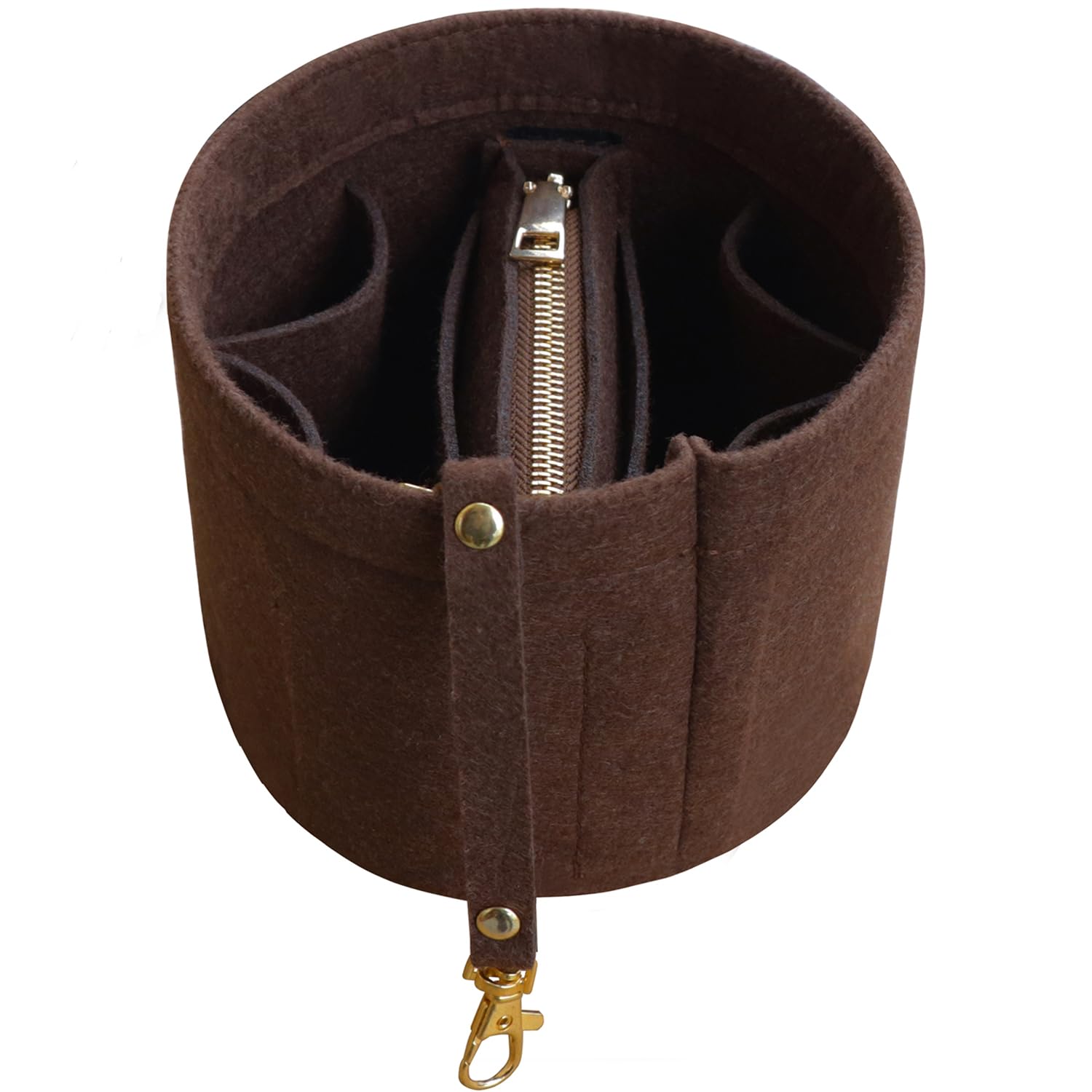 Soyizom Cannes Handbag Organizer With Detachable Insert and Key Chains - Felt Purse Organiser for Tote, Brown
