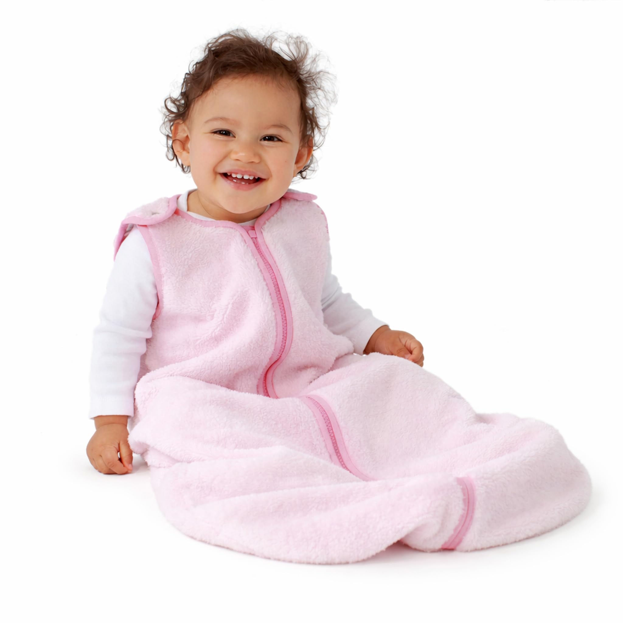 Baby Deedee Sleep Nest Teddy - Baby Sleep Sack 2.5 TOG 18-36 Months, Warm Sherpa Faux Fur & Cotton Lined Sleeping Bag with Patented Shoulder Snaps, Toddler Wearable Blanket for Boys & Girls, Pink Image