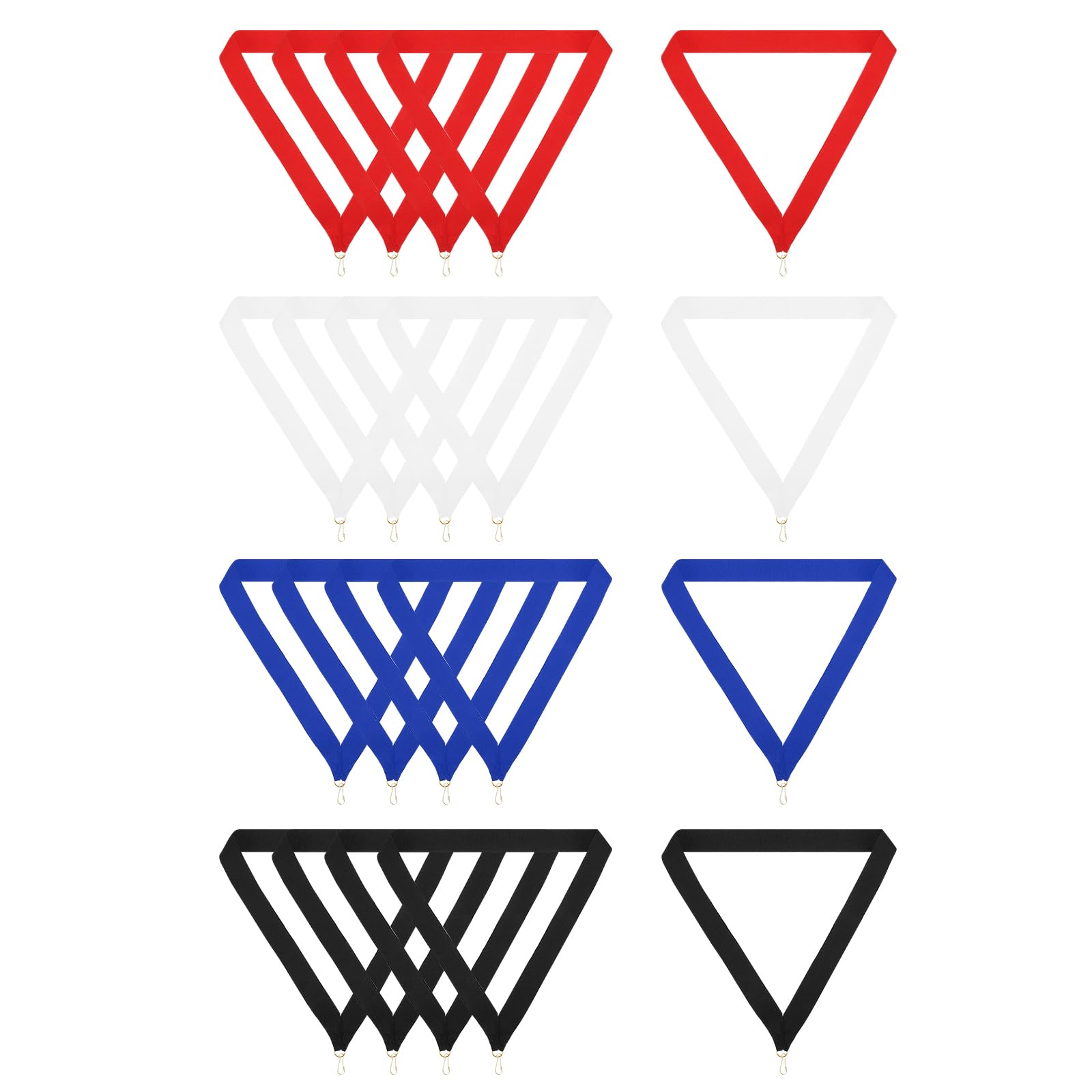 PATIKIL Award Neck Ribbons with Snap Clips Set, 20 Pcs Polyester Striped Medal Lanyards Ribbon for Competitions Sports Meetings Sports Party, Red, Blue, White, Black