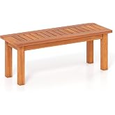 Tangkula Wooden Plant Stand, Outdoor Indoor Solid Wood Flower Pot Holder Display Shelf with Teak Oil Finish, Slatted Top, Rustic Plant Rack for Patio Garden Entryway Porch