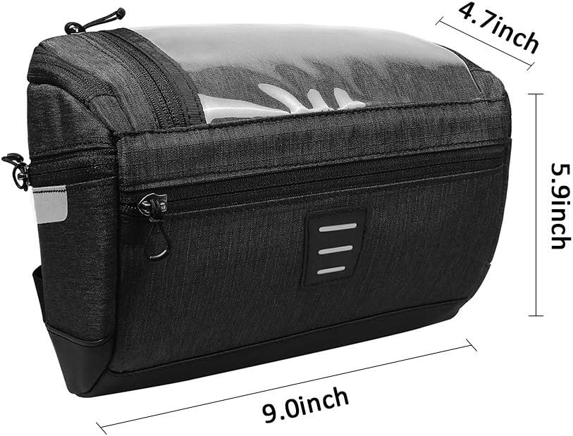 WOTOW Bike Handlebar Bag, Cycling Handlebar Storage Basket Bag Mountain Bicycle Front Frame Bag Pannier Pouch with Biking Transparent Water Resistant Touch Screen Phone Holder for Road MTB Outdoor : Sports & Outdoors