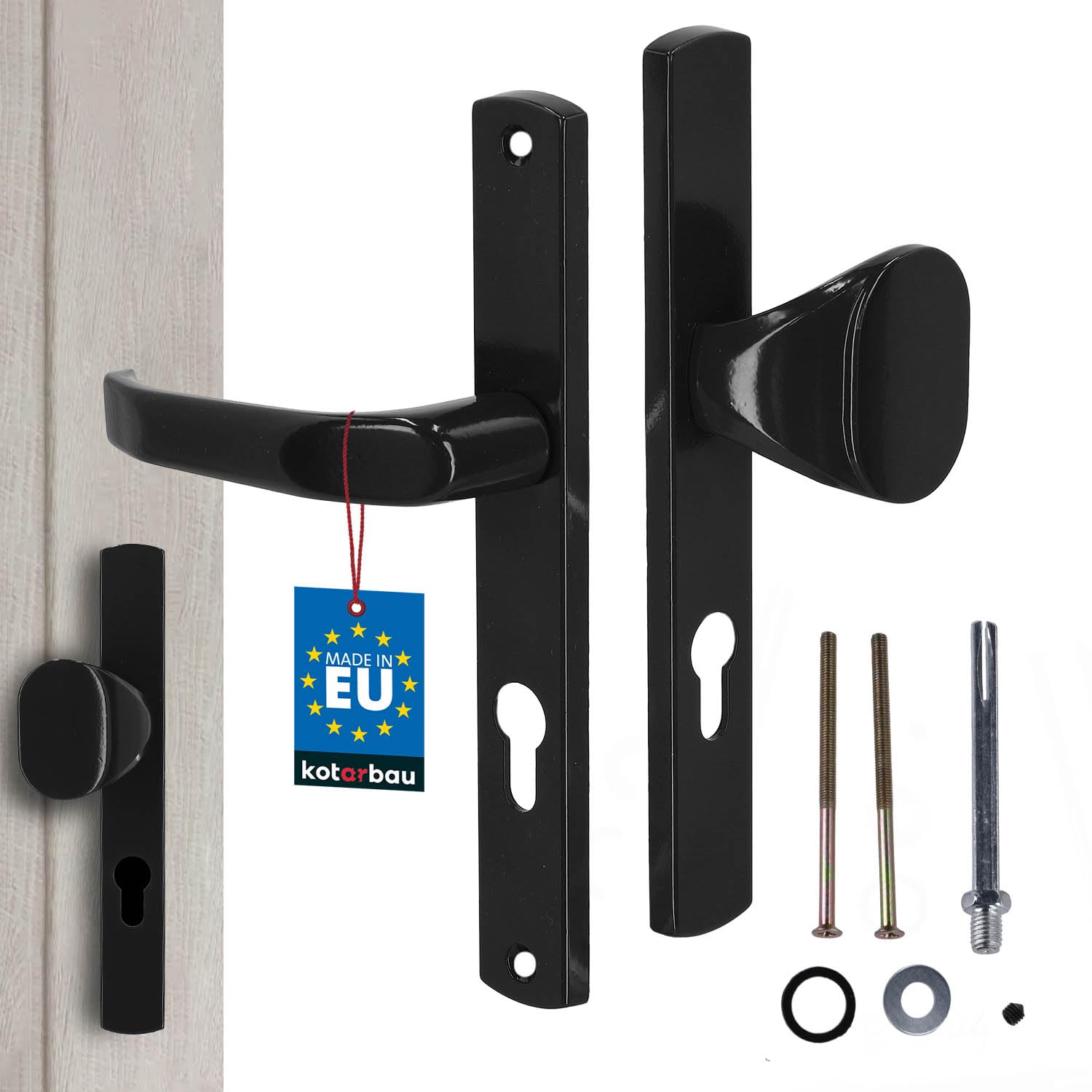 KOTARBAU Door Handle Set 72mm Length Black Profile Cylinder for Doors and Gates