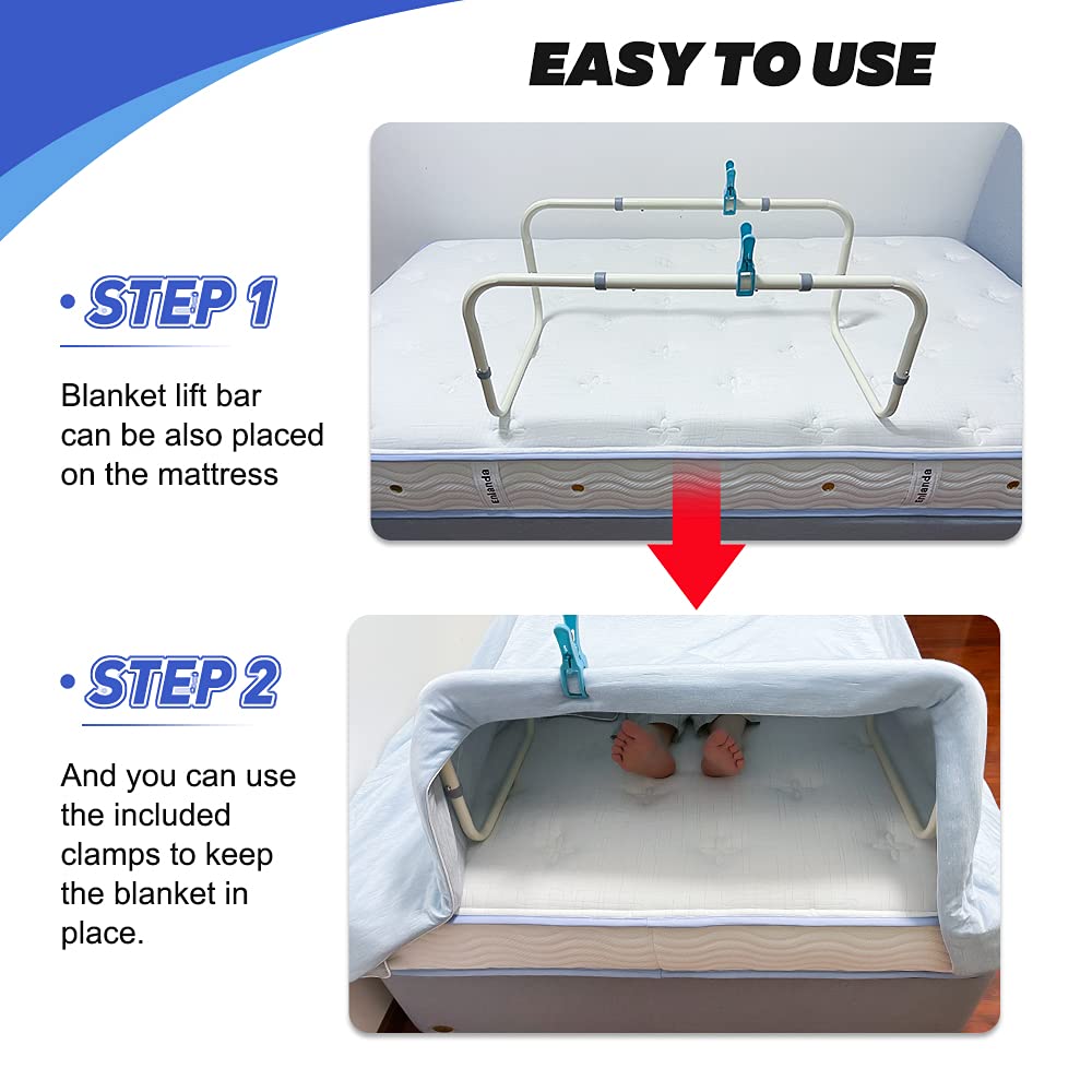 Zelen Blanket Lifter for Feet Lift Bar Sheet Riser Foot Tent Blanket Support Holder 26-34'' Adjustable Bed Cradle Assistance Device Hospital Bed Rail Accessories Leg Knee Ankle Post Surgery Recovery