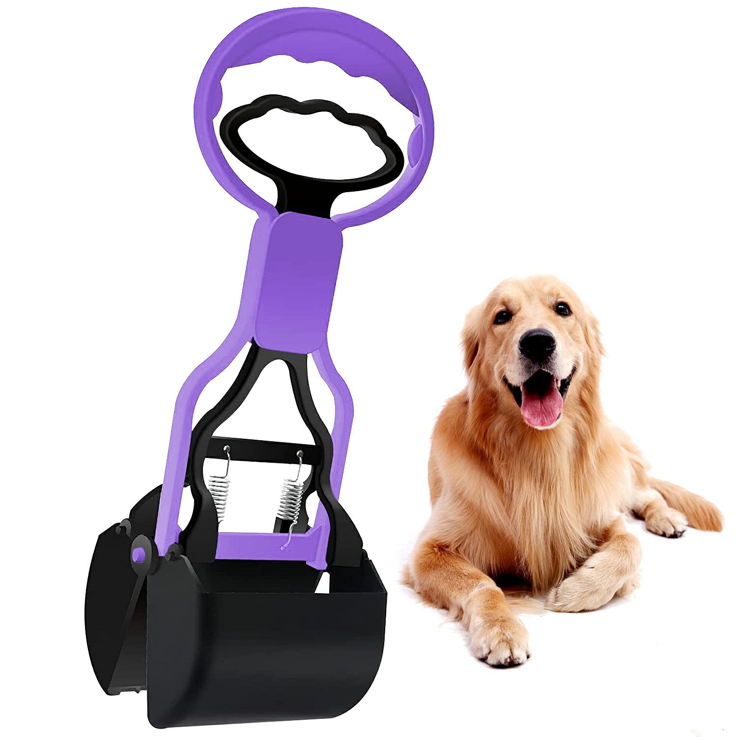 Pet Dog Pooper Scooper,1PC Non-Breakable Pooper Scooper, Large Pooper Scooper,22cm Handle Heavy Duty Dog Poop Scooper,Durable Dog Poop Pick Up Tool with Jaw Claw Bin for Easy Grass and Gravel (Purple)