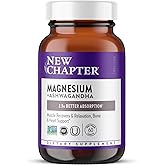 New Chapter Magnesium + Ashwagandha Supplement, 325 mg with Magnesium Glycinate for Muscle Relaxation & Recovery, Heart, Nerve & Bone Health, 2.5X Absorption, Non-GMO - 60 ct (2 Month Supply)